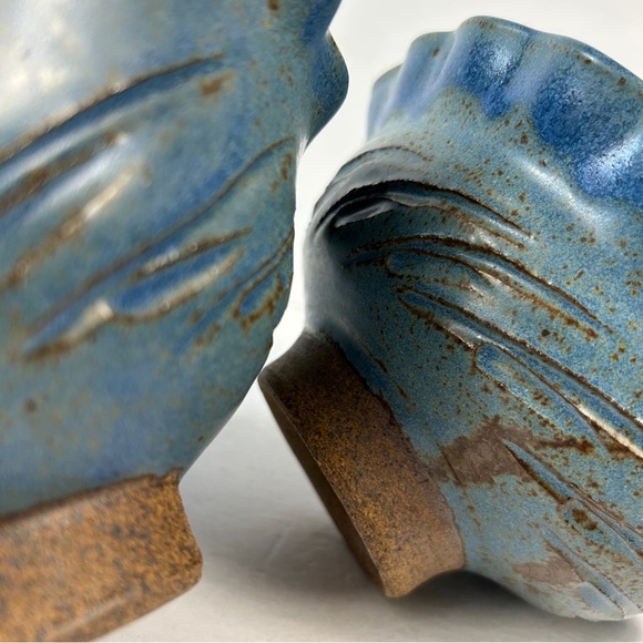 Rustic Blue Stoneware Dinner Bowls (2) - Picture 4 of 10